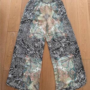 Pinko Animal Print Wide-Leg Pants